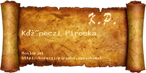 Köpeczi Piroska névjegykártya